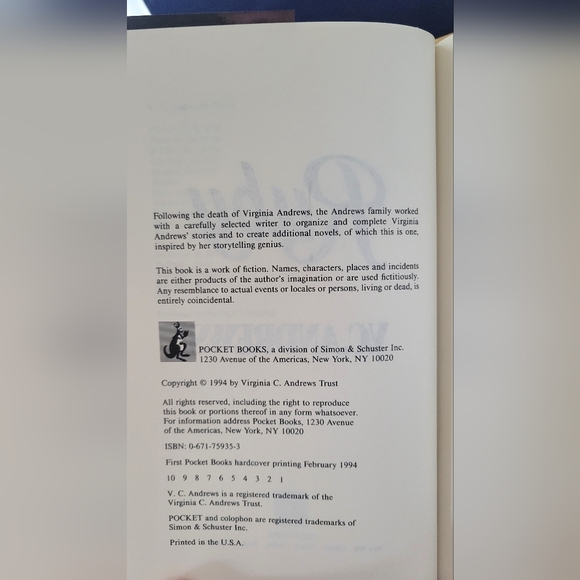 VC Andrews Ruby Hardcover Novel Book 1994 Slipcover Landry Family Series VG COND - Picture 3 of 6